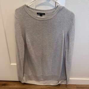 Hilary Radley Light Gray Layered-Hem Crew Sweater